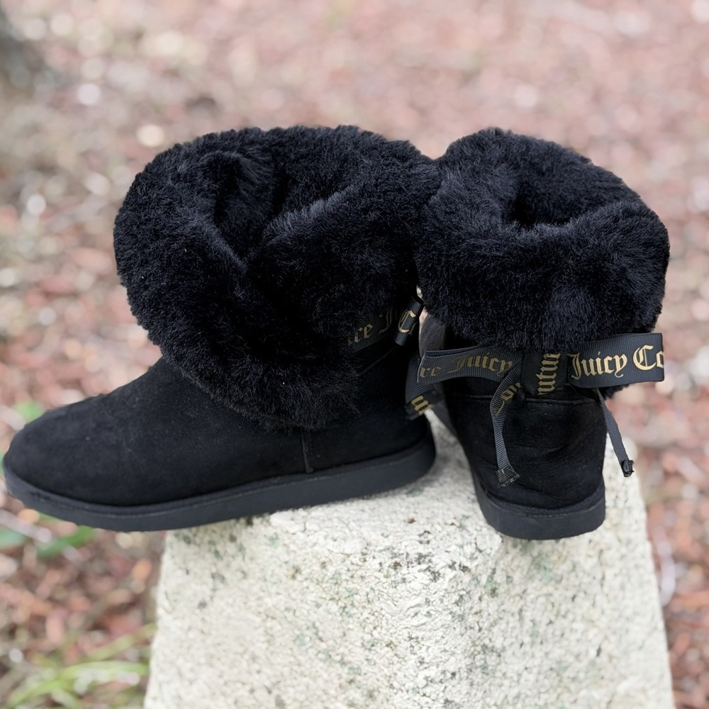 Juicy Couture Womens King Black Ankle Bow Boots Shoes 7M